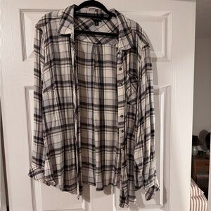 Torrid Black and White Plaid Shirt